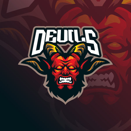 Devils mascot logo design vector with modern illustration concept style for badge, emblem and t shirt printing. Devils head illustration for sport an esport team.のイラスト素材