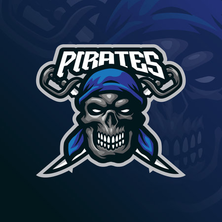 Pirates mascot logo design vector with modern illustration concept style for badge, emblem and t shirt printing. Pirates head illustration for sport and esport team.のイラスト素材