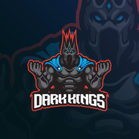 Kings mascot logo design vector with modern illustration concept style for badge, emblem and t shirt printing. Dark kings illustration for sport and esport team.のイラスト素材