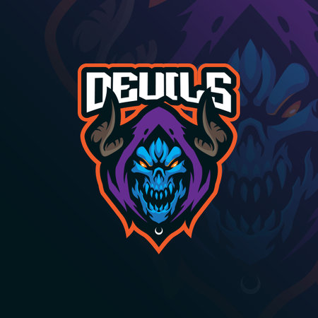 Devils mascot logo design vector with modern illustration concept style for badge, emblem and t shirt printing. Devils head illustration for sport an esport team.のイラスト素材