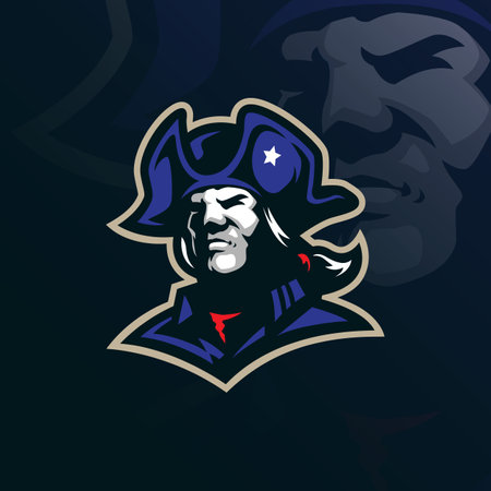 Patriot mascot logo design vector with modern illustration concept style for badge, emblem and t shirt printing. Patriot head illustration.のイラスト素材