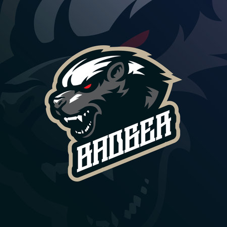 Badger mascot logo design vector with modern illustration concept style for badge, emblem and t shirt printing. Angry badger head illustration.のイラスト素材