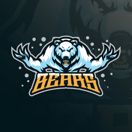 Bear mascot logo design vector with modern illustration concept style for badge, emblem and t shirt printing. Ice bear illustration for sport team.のイラスト素材