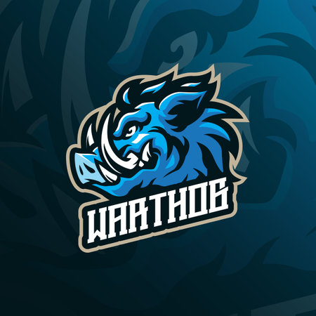 Warthog mascot logo design vector with modern illustration concept style for badge, emblem and t shirt printing. Warthog head illustration for sport and esport team.のイラスト素材
