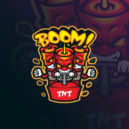 Boom mascot logo design vector with modern illustration concept style for badge, emblem and t shirt printing. Angry bomb illustration.のイラスト素材