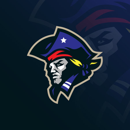 Patriot mascot logo design vector with modern illustration concept style for badge, emblem and t shirt printing. Patriot head illustration for sport and esport team.のイラスト素材