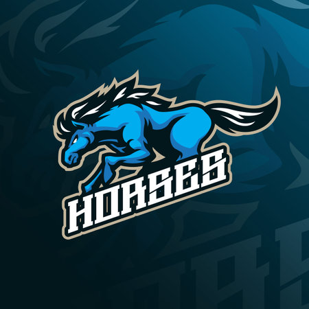 Horses mascot logo design vector with modern illustration concept style for badge, emblem and t shirt printing. Horses illustration for sport and esport team.のイラスト素材