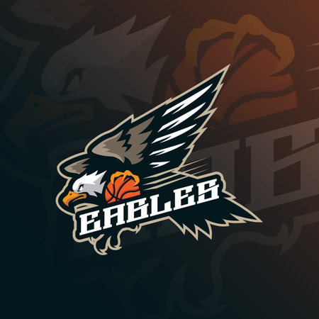 Eagle mascot logo design vector with modern illustration concept style for badge, emblem and t shirt printing. Eagle basket illustration.のイラスト素材