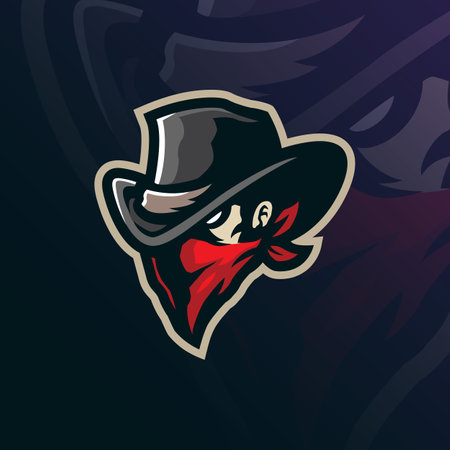 Bandits mascot logo design vector with modern illustration concept style for badge, emblem and t shirt printing. Bandits head illustration for sport and esport team.のイラスト素材