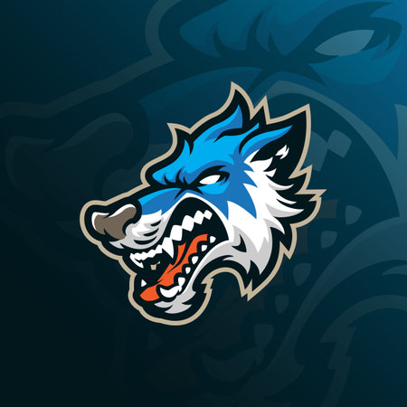 Wolf mascot logo design vector with modern illustration concept style for badge, emblem and t shirt printing. Wolf head illustration.のイラスト素材