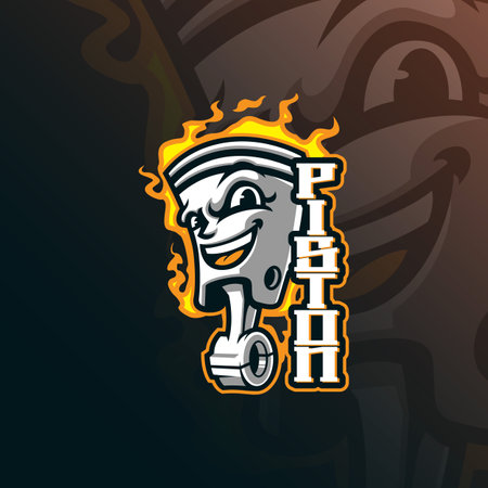 Piston mascot logo design vector with modern illustration concept style for badge, emblem and t shirt printing. Smart Piston illustration for sport and esport team.のイラスト素材