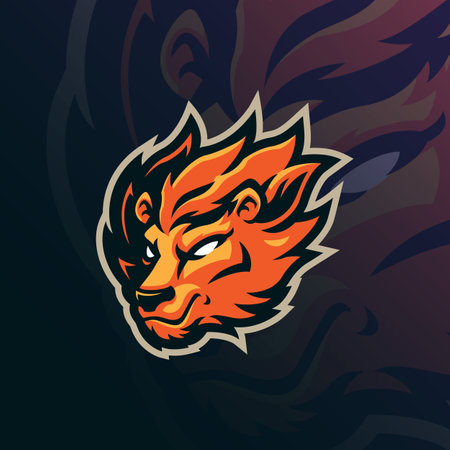 Lion mascot logo design vector with modern illustration concept style for badge, emblem and t shirt printing. Lion head illustration for sport and esport team.のイラスト素材