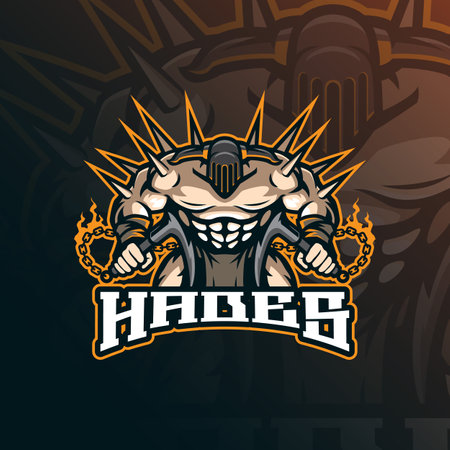 Hades mascot logo design vector with modern illustration concept style for badge, emblem and t shirt printing. Angry hades illustration for sport and esport team.のイラスト素材