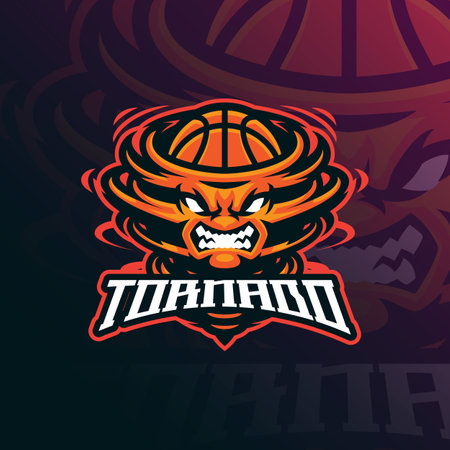 Tornado mascot logo design vector with modern illustration concept style for badge, emblem and t shirt printing. Tornado basket illustration.のイラスト素材