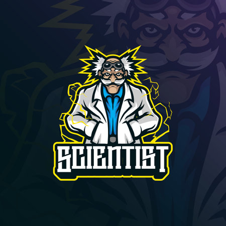 Scientist mascot logo design vector with modern illustration concept style for badge, emblem and t shirt printing. Scientist illustration for sport and esport team.のイラスト素材