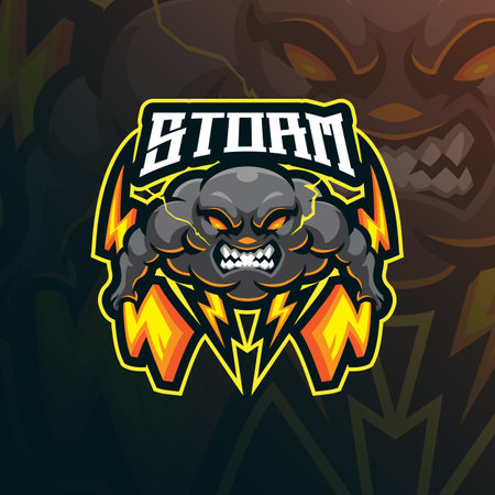 Storm mascot logo design vector with modern illustration concept style for badge, emblem and t shirt printing. Angry storm illustration.のイラスト素材