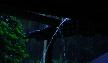 Rain water flow from above the old house