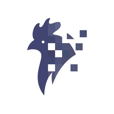 logo design rooster pixel vectorのイラスト素材