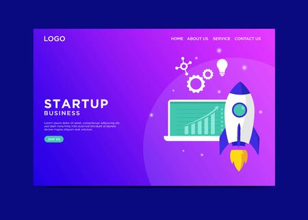 Boost your startup rocket landing page Vectorのイラスト素材
