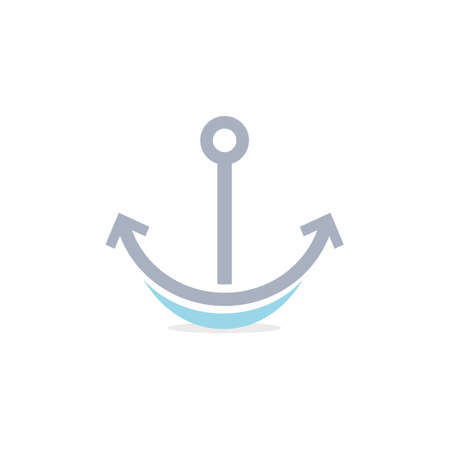 logo design smile anchor icon vector