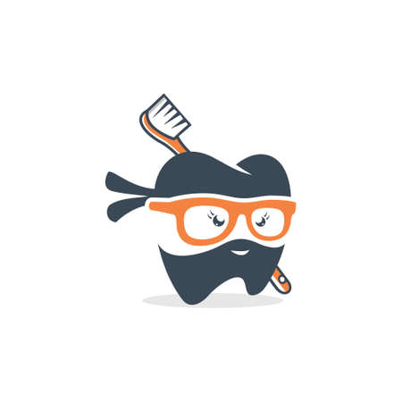 logo design mascot dental ninja vectorのイラスト素材