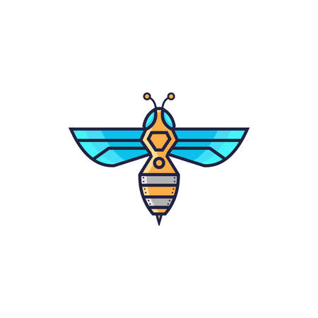 logo design bee robot vectorのイラスト素材