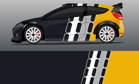 Car decal wrap design vector. abstract stripe racing for livery, vehicle, rally, race, car.のイラスト素材
