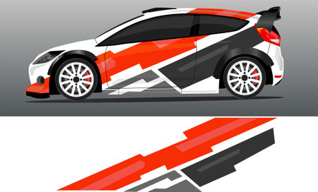 Car decal wrap design vector. abstract stripe racing for livery, vehicle, rally, race, car.のイラスト素材