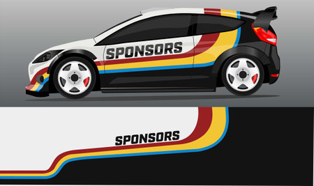 Car decal wrap design vector. abstract stripe racing for livery, vehicle, rally, race, car.のイラスト素材