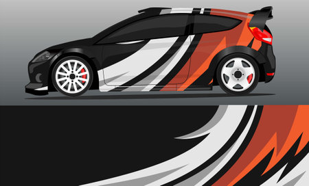 Car decal wrap design vector. abstract stripe racing for livery, vehicle, rally, race, car.のイラスト素材