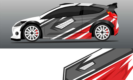 Car decal wrap design vector. abstract stripe racing  for livery, vehicle, rally, race, car.のイラスト素材