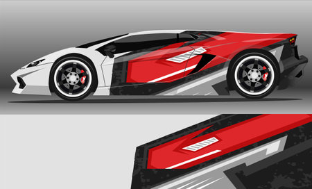 Car decal wrap design vector. abstract stripe racing  for livery, vehicle, rally, race, car.のイラスト素材