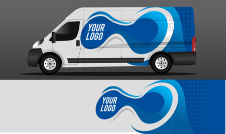 Car decal wrap design vector. abstract stripe racing for livery, vehicle, van car, truck.のイラスト素材