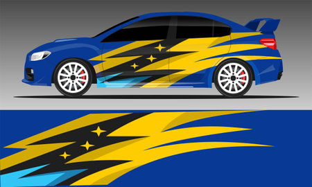 Car decal wrap design vector. abstract stripe racing  for livery, vehicle, rally, race, car.のイラスト素材