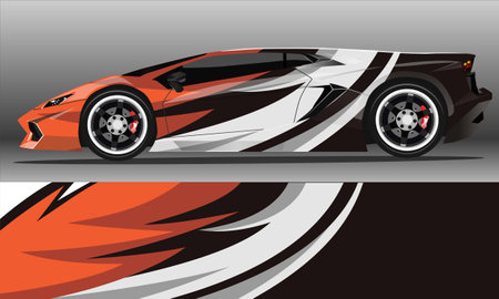 Car decal wrap design vector. abstract stripe racing  for livery, vehicle, rally, race, car.のイラスト素材