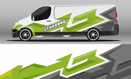 Car decal wrap design vector. abstract stripe racing for livery, vehicle, van car, truck.のイラスト素材