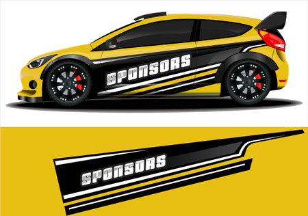 Car decal wrap design vector. abstract stripe racing  for livery, vehicle, rally, race, car.のイラスト素材