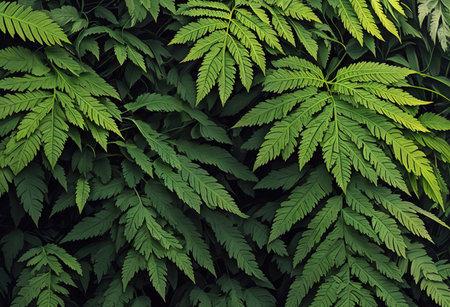 Cannabis leaf background. Green leaves of marijuana close-up.の素材