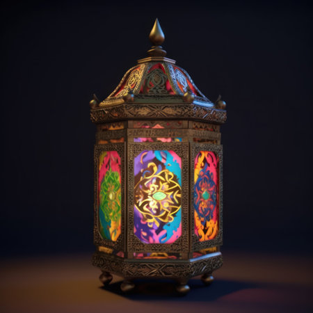 Lantern in oriental style on a dark background. Ramadan Karem.の素材