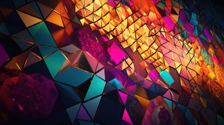 3d rendering of abstract geometric shapes in low poly style. Futuristic background design.の素材