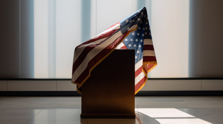 American flag in a ballot box in the office. 3d renderingの素材
