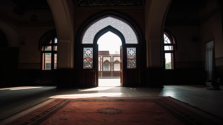 Interior of the mosque in Kolkata, West Bengal, Indiaの素材