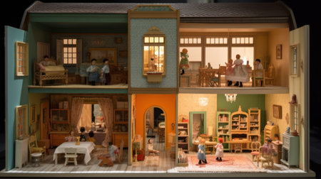 A miniature of a house in the form of a dollhouse.の素材