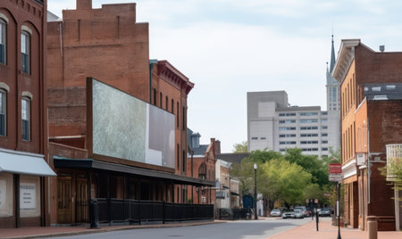 A view of a street in the city of Charlotte, North Carolina.の素材