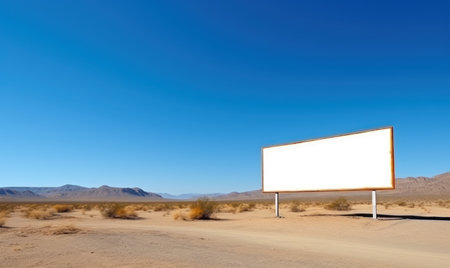 Blank billboard in the middle of the desert. 3d renderingの素材