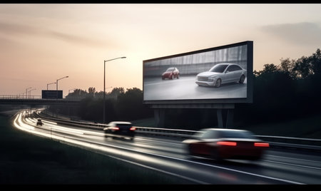 Car on highway with motion blur. Concept of fast driving. 3d renderingの素材