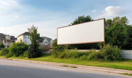Large blank billboard on a street, banners with room to add your own textの素材