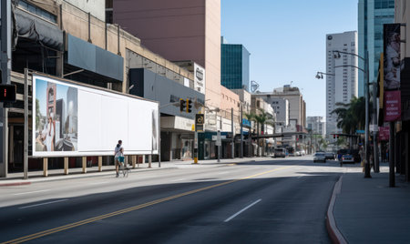 Blank billboard in downtown Los Angeles, California, United States.の素材