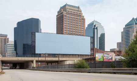 Blank billboard on a highway in Chicago, Illinois, USA.の素材