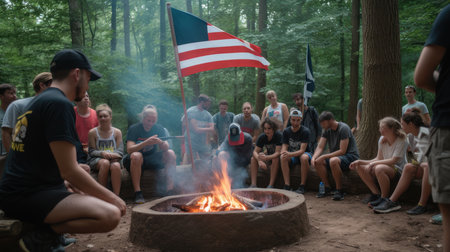 Tourists at the campfireの素材